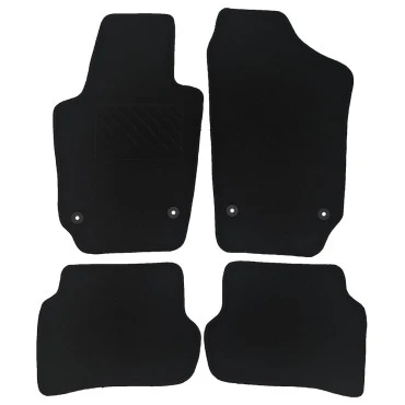 Seat Ibiza 2008-2017 πατάκια μοκέτα Economy Plus μαύρα με 4 στρογγυλά κουμπώματα 4τμχ