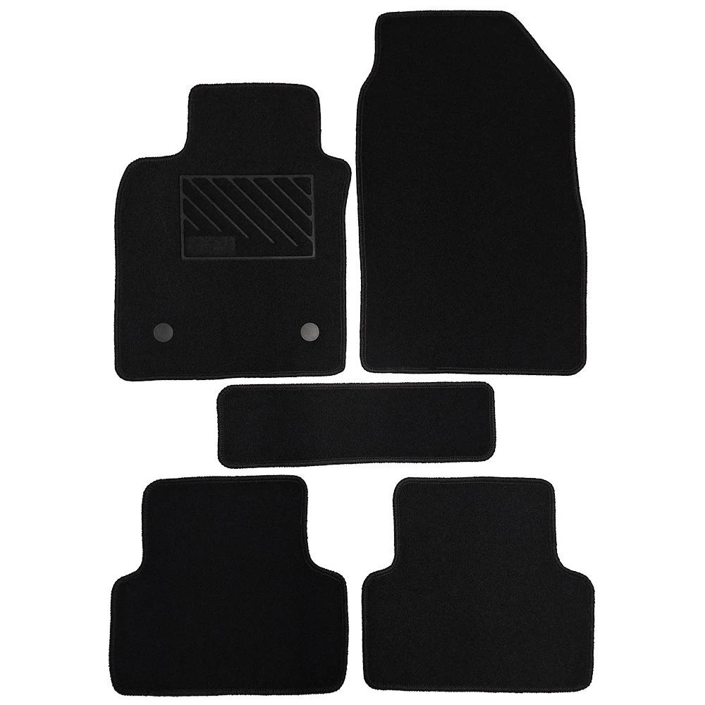 Renault Clio IV 2012-2019 πατάκια μοκέτα Economy Plus μαύρα με 2 στρογγυλά κουμπώματα 5τμχ