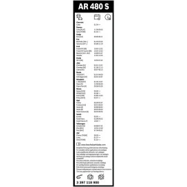 Μάκτρα υαλοκαθαριστήρα Bosch Aerotwin AR480S 480mm/480mm 19"/19" Μάκτρα υαλοκαθαριστήρα Bosch Aerotwin AR480S 480mm/480mm 19"/19"