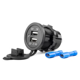 Διπλός φορτιστής αυτοκινήτου-φορτηγού 12-24V USB 5V 2.1A