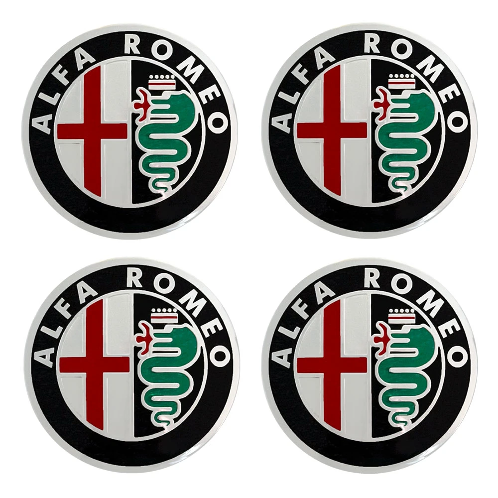 Αυτοκόλλητα ζαντών χρωμίου μαύρα Alfa Romeo 56mm 4τμχ