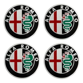 Αυτοκόλλητα ζαντών χρωμίου μαύρα Alfa Romeo 56mm 4τμχ
