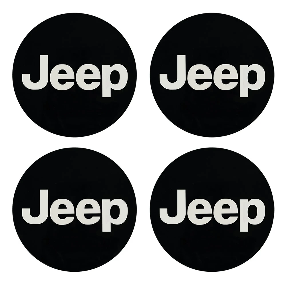 Αυτοκόλλητα ζαντών χρωμίου μαύρα Jeep 56mm 4τμχ