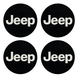 Αυτοκόλλητα ζαντών χρωμίου μαύρα Jeep 56mm 4τμχ