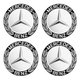 Αυτοκόλλητα ζαντών χρωμίου μαύρα Mercedes-Benz 56mm 4τμχ