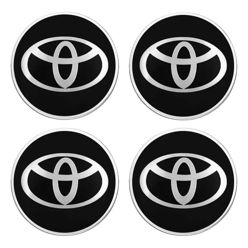 Αυτοκόλλητα ζαντών χρωμίου μαύρα με στεφάνι χρωμίου Toyota 56mm 4τμχ