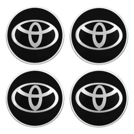 Αυτοκόλλητα ζαντών χρωμίου μαύρα με στεφάνι χρωμίου Toyota 56mm 4τμχ