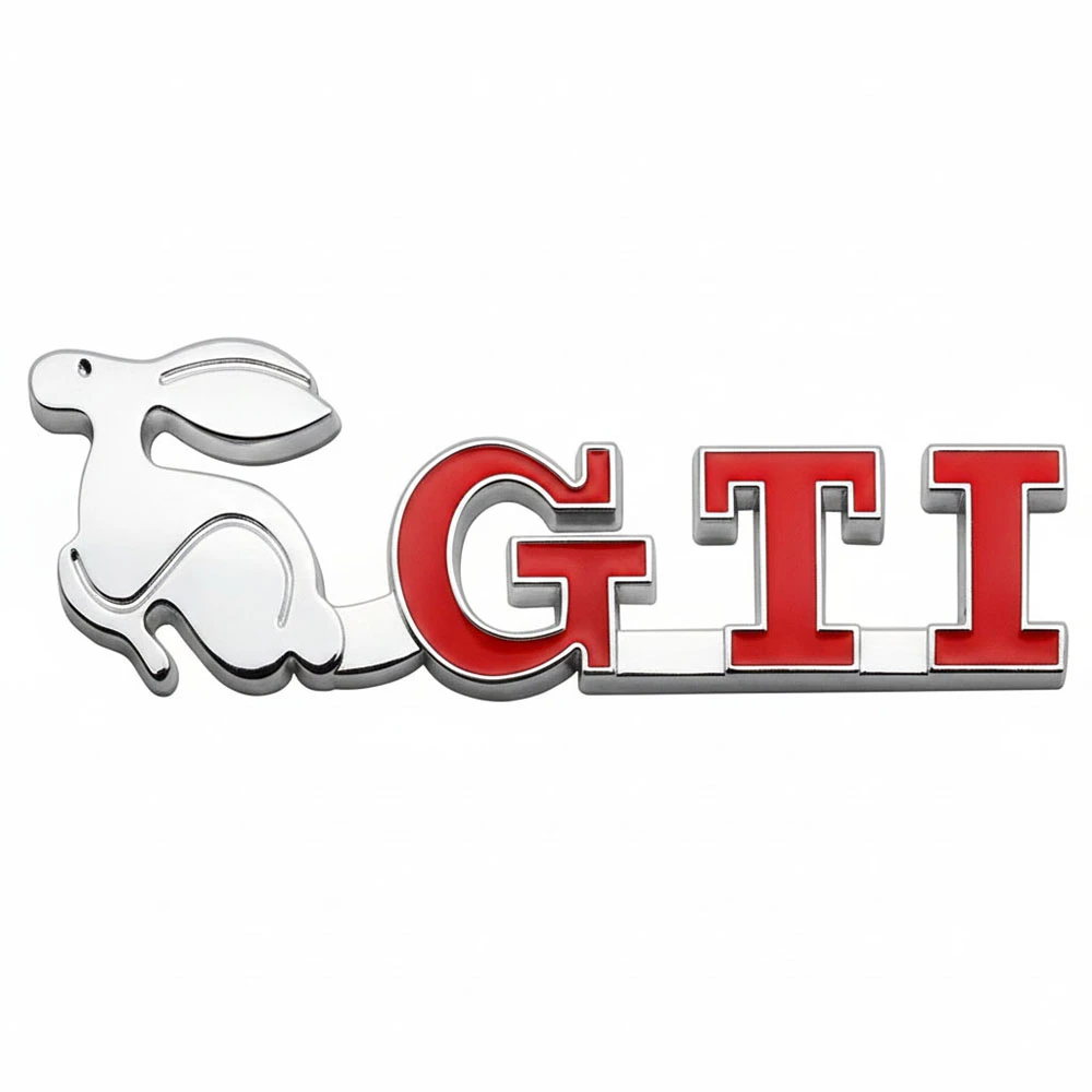 Αυτοκόλλητο σήμα χρωμίου κόκκινο 3D μεταλλικό "GTI" 13cm x 3.3cm 1τμχ