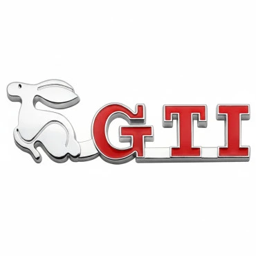 Αυτοκόλλητο σήμα χρωμίου κόκκινο 3D μεταλλικό "GTI" 13cm x 3.3cm 1τμχ