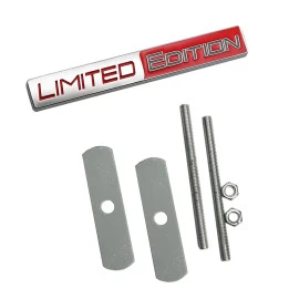 Σήμα μπροστινής γρίλιας βιδωτό χρωμίου κόκκινο 3D μεταλλικό "LIMITED EDITION" 11cm x 1.6cm 1τμχ