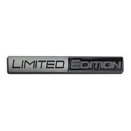 Σήμα μπροστινής γρίλιας βιδωτό ασημί μαύρο 3D μεταλλικό "LIMITED EDITION" 11cm x 1.6cm 1τμχ
