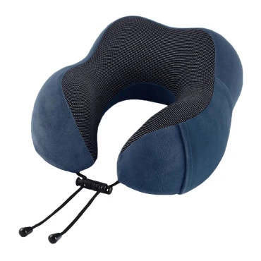 Εργονομικό Μαξιλάρι Ταξιδιού Memory Foam με Αναπνέον Αφαιρούμενο Κάλυμμα 29x28x14cm μπλε-γκρι 1τμχ