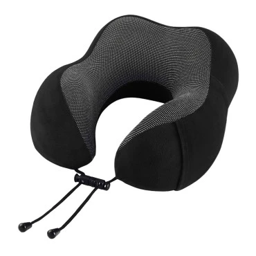 Εργονομικό Μαξιλάρι Ταξιδιού Memory Foam με Αναπνέον Αφαιρούμενο Κάλυμμα 29x28x14cm μαύρο-γκρι 1τμχ