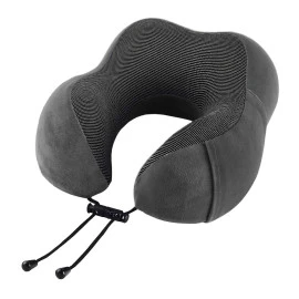 Εργονομικό Μαξιλάρι Ταξιδιού Memory Foam με Αναπνέον Αφαιρούμενο Κάλυμμα 29x28x14cm γκρι-μαύρο