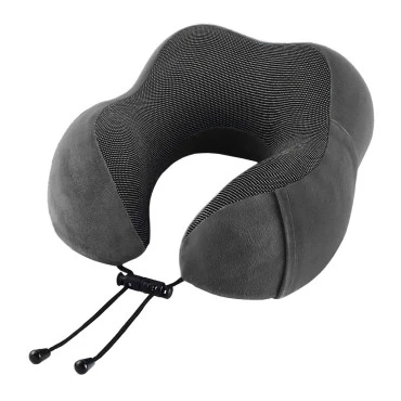 Εργονομικό Μαξιλάρι Ταξιδιού Memory Foam με Αναπνέον Αφαιρούμενο Κάλυμμα 29x28x14cm γκρι-μαύρο
