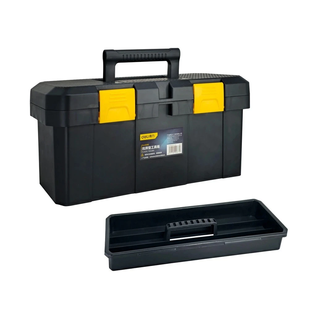 DELI εργαλειοθήκη DL432918 πλαστική 42.5x23x19.5cm μαύρη