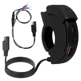 Φορτιστής τιμονιού μοτοσυκλέτας USB/Type-C PD 30W QC 18W 12-24V