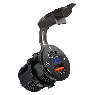 Φορτιστής USB Quick Charger+Type-C με βολτόμετρο