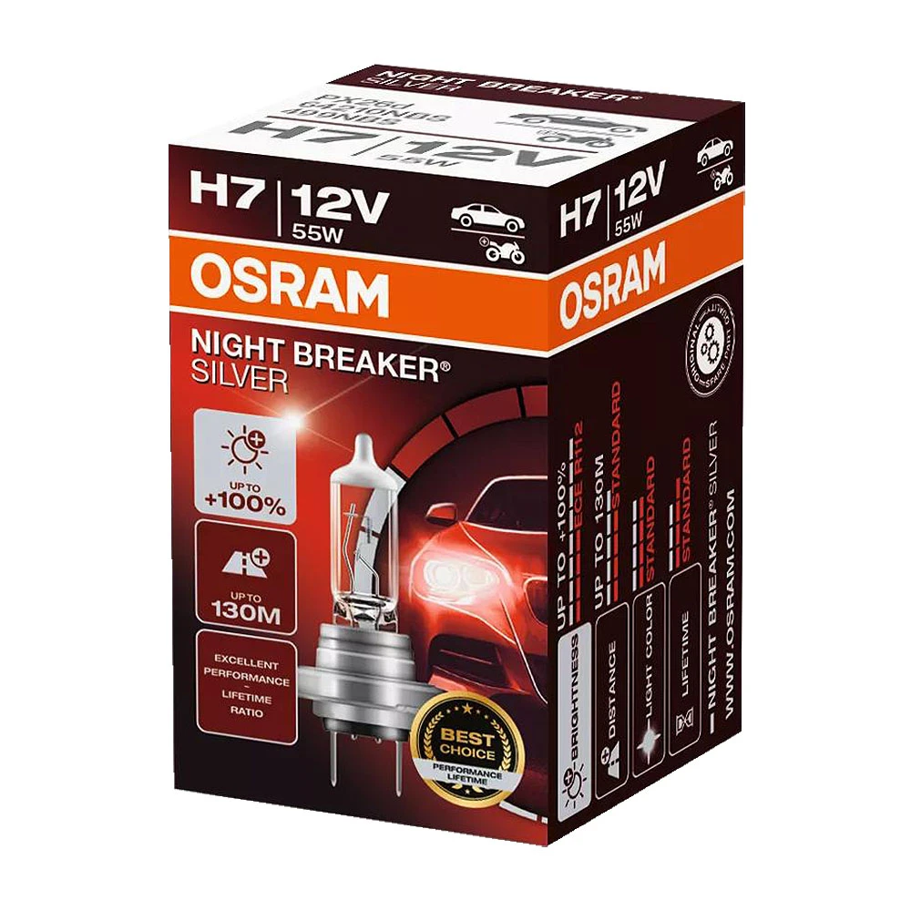 Λάμπα αυτοκινήτου & μοτοσυκλέτας Osram Night Breaker Silver +100% H7 Αλογόνου 12V 55W 1τμχ Λάμπα αυτοκινήτου & μοτοσυκλέτας Osram Night Breaker Silver +100% H7 Αλογόνου 12V 55W 1τμχ