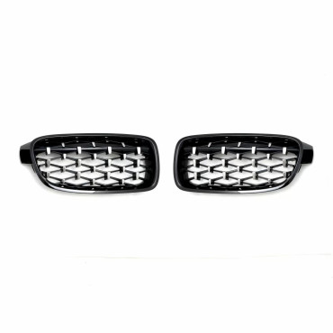 Μάσκα για BMW F30 (2011+) -γυαλιστερή -Diamond Design -χρωμίου/μαύρη -2τμχ