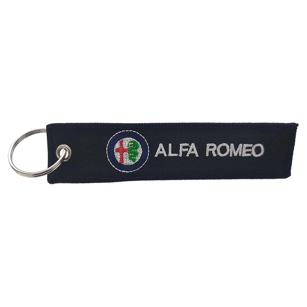 Υφασμάτινο κεντητό μπρελόκ με λογότυπο Alfa Romeo μαύρο Υφασμάτινο κεντητό μπρελόκ με λογότυπο Alfa Romeo μαύρο