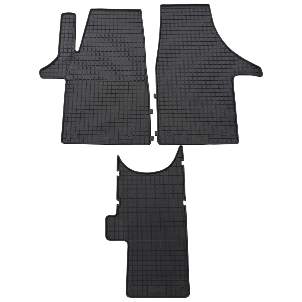 VW Transporter T5 / T6 (2003+) 2Θέσιο Μπροστά λαστιχένια μαύρα πατάκια Petex - 3τμχ