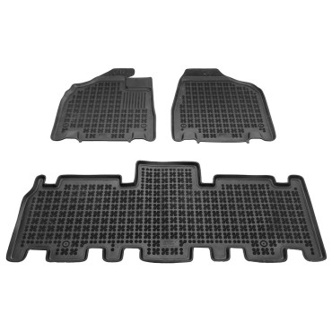 Kia Carnival (2005-2014) 5 θέσεις λαστιχένια μαύρα πατάκια σκαφάκια Rezaw Plast - 3τμχ
