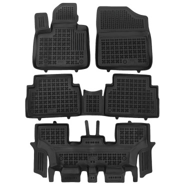 Hyundai Santa Fe Hybrid version 7 passenger, 4x4 (2020+) λαστιχένια μαύρα πατάκια σκαφάκια Rezaw Plast - 4τμχ