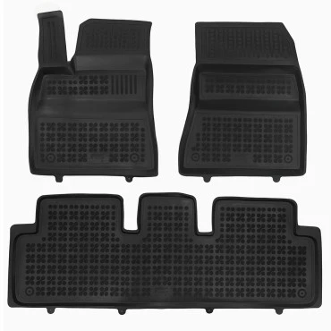 Tesla Model 3 (2023+) with heat pump RWD λαστιχένια μαύρα πατάκια σκαφάκια Rezaw Plast - 3τμχ