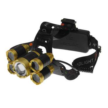 GloboStar 05999 πανίσχυρος φακός κεφαλής LED CREE XML2-T6 CHIP χρυσό επαναφορτιζόμενος 5000 Lumen 5200mAh 
