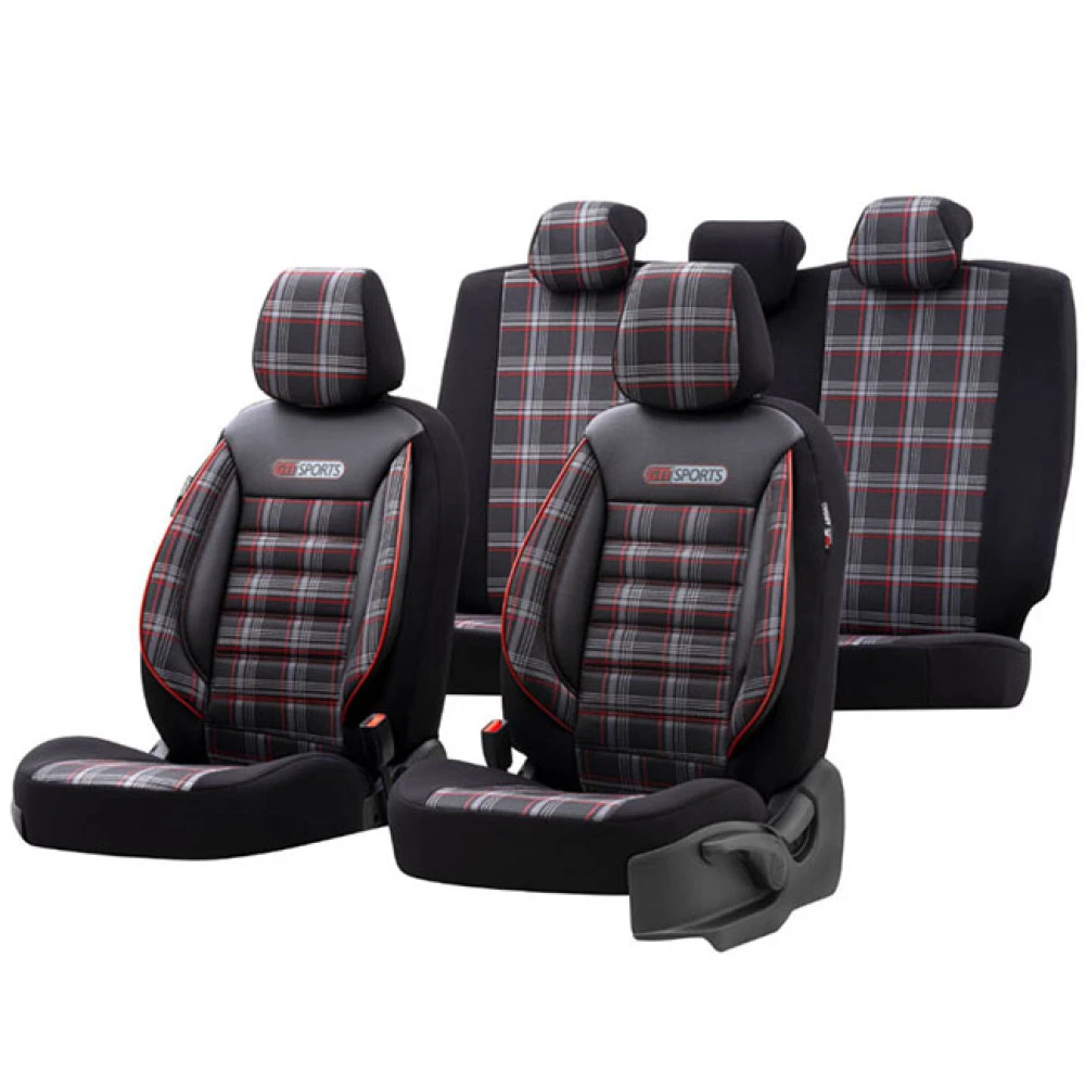 Καλύμματα αυτοκινήτου Otom GTI sports design universal jacquard / lacost / δερματίνη σετ εμπρός / πίσω μαύρο - κόκκινο GTI-801 11 τεμάχια Καλύμματα αυτοκινήτου Otom GTI sports design universal jacquard / lacost / δερματίνη σετ εμπρός / πίσω μαύρο - κόκκινο GTI-801 11 τεμάχια