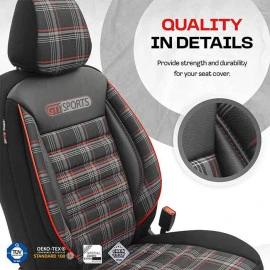 Καλύμματα αυτοκινήτου Otom GTI sports design universal jacquard / lacost / δερματίνη σετ εμπρός / πίσω μαύρο - κόκκινο GTI-801 11 τεμάχια Καλύμματα αυτοκινήτου Otom GTI sports design universal jacquard / lacost / δερματίνη σετ εμπρός / πίσω μαύρο - κόκκινο GTI-801 11 τεμάχια