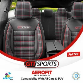 Καλύμματα αυτοκινήτου Otom GTI sports design universal jacquard / lacost / δερματίνη σετ εμπρός / πίσω μαύρο - κόκκινο GTI-801 11 τεμάχια Καλύμματα αυτοκινήτου Otom GTI sports design universal jacquard / lacost / δερματίνη σετ εμπρός / πίσω μαύρο - κόκκινο GTI-801 11 τεμάχια