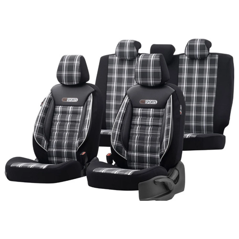 Καλύμματα αυτοκινήτου Otom GTI sports design universal Jacquard / Lacost / δερματίνη σετ εμπρός / πίσω μαύρο - γκρι GTI-807 11 τεμάχια Καλύμματα αυτοκινήτου Otom GTI sports design universal Jacquard / Lacost / δερματίνη σετ εμπρός / πίσω μαύρο - γκρι GTI-807 11 τεμάχια