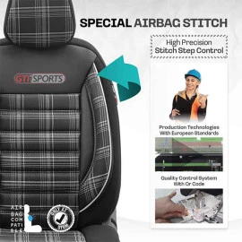Καλύμματα αυτοκινήτου Otom GTI sports design universal Jacquard / Lacost / δερματίνη σετ εμπρός / πίσω μαύρο - γκρι GTI-807 11 τεμάχια Καλύμματα αυτοκινήτου Otom GTI sports design universal Jacquard / Lacost / δερματίνη σετ εμπρός / πίσω μαύρο - γκρι GTI-807 11 τεμάχια