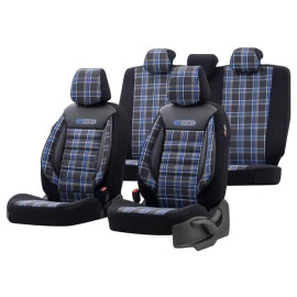 Καλύμματα αυτοκινήτου Otom GTI sports design universal jacquard / lacost / δερματίνη σετ εμπρός / πίσω μαύρο - μπλε GTI-803 11 τεμάχια Καλύμματα αυτοκινήτου Otom GTI sports design universal jacquard / lacost / δερματίνη σετ εμπρός / πίσω μαύρο - μπλε GTI-803 11 τεμάχια