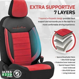 Καλύμματα αυτοκινήτου Otom comfortline design universal sued / rachel / δερματίνη σετ εμπρός / πίσω μαύρο - κόκκινο CMF-207 11 τεμάχια Καλύμματα αυτοκινήτου Otom comfortline design universal sued / rachel / δερματίνη σετ εμπρός / πίσω μαύρο - κόκκινο CMF-207 11 τεμάχια