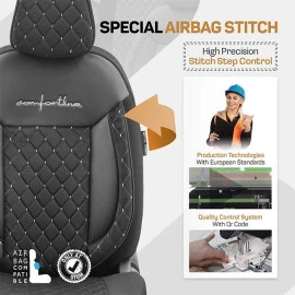 Καλύμματα αυτοκινήτου Otom comfortline VIP design universal sued / rachel / δερματίνη καπιτονέ σετ εμπρός / πίσω μαύρο με άσπρο κέντημα CMV-232 11 τεμάχια Καλύμματα αυτοκινήτου Otom comfortline VIP design universal sued / rachel / δερματίνη καπιτονέ σετ εμπρός / πίσω μαύρο με άσπρο κέντημα CMV-232 11 τεμάχια
