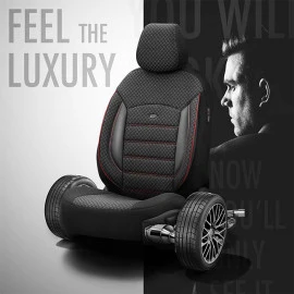 Καλύμματα αυτοκινήτου Otom Sport Plus design universal βαμβακερό ύφασμα / rachel / δερματίνη σετ εμπρός / πίσω μαύρο με κόκκινο κέντημα SPTPLS-102 11 τεμάχια Καλύμματα αυτοκινήτου Otom Sport Plus design universal βαμβακερό ύφασμα / rachel / δερματίνη σετ εμπρός / πίσω μαύρο με κόκκινο κέντημα SPTPLS-102 11 τεμάχια