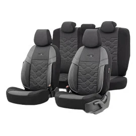 Καλύμματα αυτοκινήτου Otom Hexa design universal jacquard / rachel / δερματίνη σετ εμπρός / πίσω μαύρο - γκρι HEX-2805 11 τεμάχια Καλύμματα αυτοκινήτου Otom Hexa design universal jacquard / rachel / δερματίνη σετ εμπρός / πίσω μαύρο - γκρι HEX-2805 11 τεμάχια