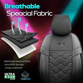 Καλύμματα αυτοκινήτου Otom Hexa design universal jacquard / rachel / δερματίνη σετ εμπρός / πίσω μαύρο - γκρι HEX-2805 11 τεμάχια Καλύμματα αυτοκινήτου Otom Hexa design universal jacquard / rachel / δερματίνη σετ εμπρός / πίσω μαύρο - γκρι HEX-2805 11 τεμάχια