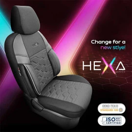 Καλύμματα αυτοκινήτου Otom Hexa design universal jacquard / rachel / δερματίνη σετ εμπρός / πίσω μαύρο - γκρι HEX-2805 11 τεμάχια Καλύμματα αυτοκινήτου Otom Hexa design universal jacquard / rachel / δερματίνη σετ εμπρός / πίσω μαύρο - γκρι HEX-2805 11 τεμάχια