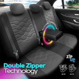 Καλύμματα αυτοκινήτου Otom Hexa design universal jacquard / rachel / δερματίνη σετ εμπρός / πίσω μαύρο - γκρι HEX-2805 11 τεμάχια Καλύμματα αυτοκινήτου Otom Hexa design universal jacquard / rachel / δερματίνη σετ εμπρός / πίσω μαύρο - γκρι HEX-2805 11 τεμάχια