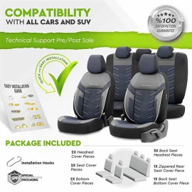 Καλύμματα αυτοκινήτου Otom reflective design universal Jacquard / Rachel / δερματίνη σετ εμπρός / πίσω μαύρο με μπλε ραφή RFL-2604 11 τεμάχια Καλύμματα αυτοκινήτου Otom reflective design universal Jacquard / Rachel / δερματίνη σετ εμπρός / πίσω μαύρο με μπλε ραφή RFL-2604 11 τεμάχια