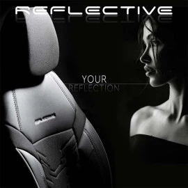 Καλύμματα αυτοκινήτου Otom reflective design universal jacquard / rachel / δερματίνη σετ εμπρός / πίσω μαύρο με άσπρη ραφή RFL-2602 11 τεμάχια Καλύμματα αυτοκινήτου Otom reflective design universal jacquard / rachel / δερματίνη σετ εμπρός / πίσω μαύρο με άσπρη ραφή RFL-2602 11 τεμάχια
