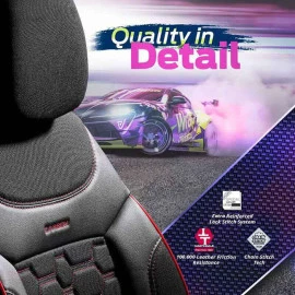 Καλύμματα αυτοκινήτου Otom carbon design universal jacquard / rachel / δερματίνη σετ εμπρός / πίσω μαύρο - κόκκινο CRB-3402 11 τεμάχια Καλύμματα αυτοκινήτου Otom carbon design universal jacquard / rachel / δερματίνη σετ εμπρός / πίσω μαύρο - κόκκινο CRB-3402 11 τεμάχια