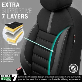 Καλύμματα αυτοκινήτου Otom Limited Design Universal Jacquard / Lacost / Δερματίνη Σετ εμπρός/πίσω μαύρο με γκρι ραφές LMT-102 11τμχ Καλύμματα αυτοκινήτου Otom Limited Design Universal Jacquard / Lacost / Δερματίνη Σετ εμπρός/πίσω μαύρο με γκρι ραφές LMT-102 11τμχ