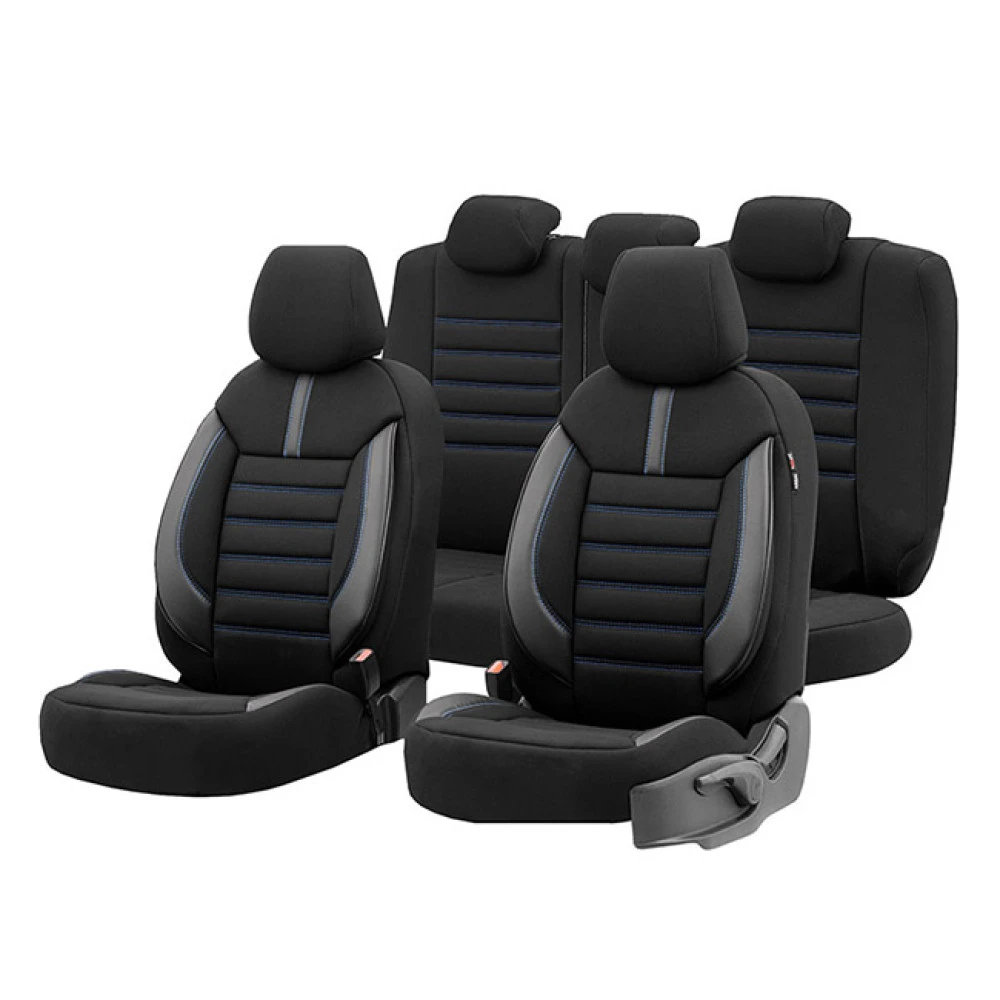 Καλύμματα αυτοκινήτου Otom Limited Design Universal Jacquard / Lacost / Δερματίνη Σετ εμπρός/πίσω μαύρο με μπλε ραφές LMT-103 11τμχ Καλύμματα αυτοκινήτου Otom Limited Design Universal Jacquard / Lacost / Δερματίνη Σετ εμπρός/πίσω μαύρο με μπλε ραφές LMT-103 11τμχ