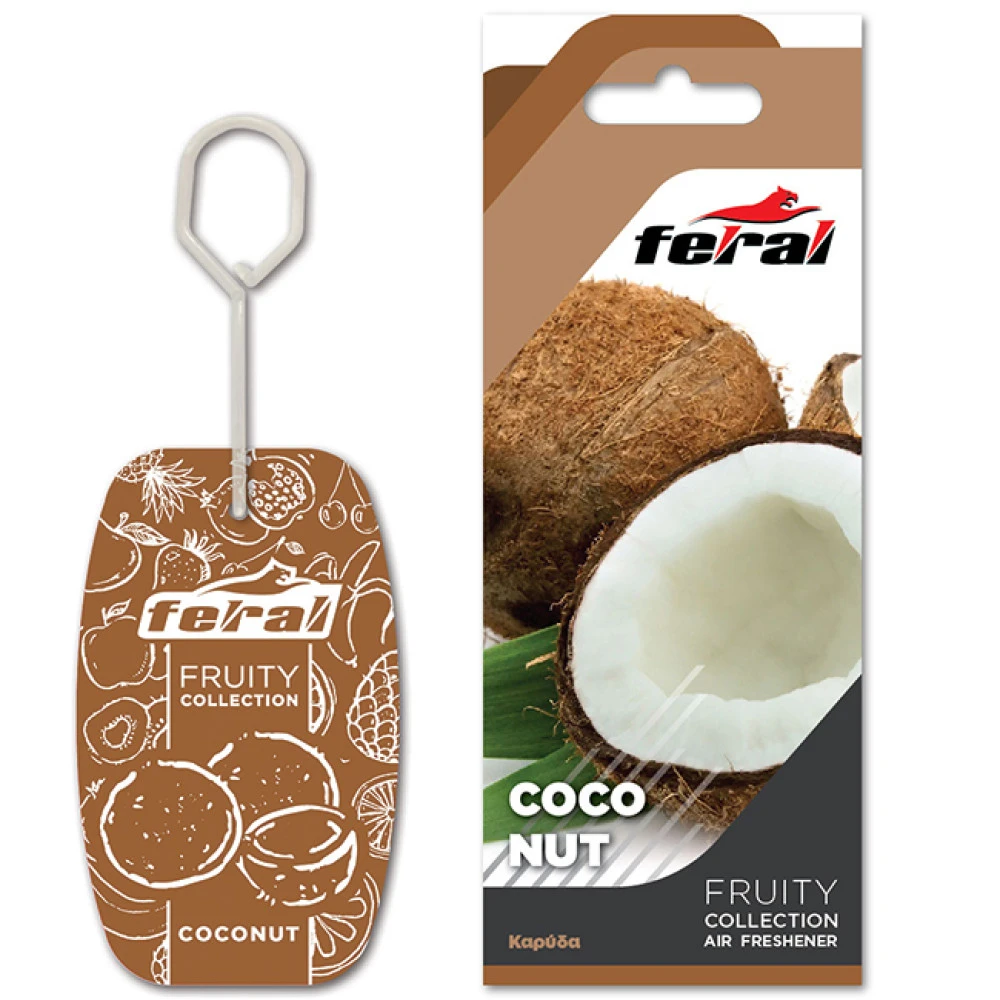 Αρωματικό αυτοκινήτου κρεμαστό Feral fruity collection coconut Αρωματικό αυτοκινήτου κρεμαστό Feral fruity collection coconut