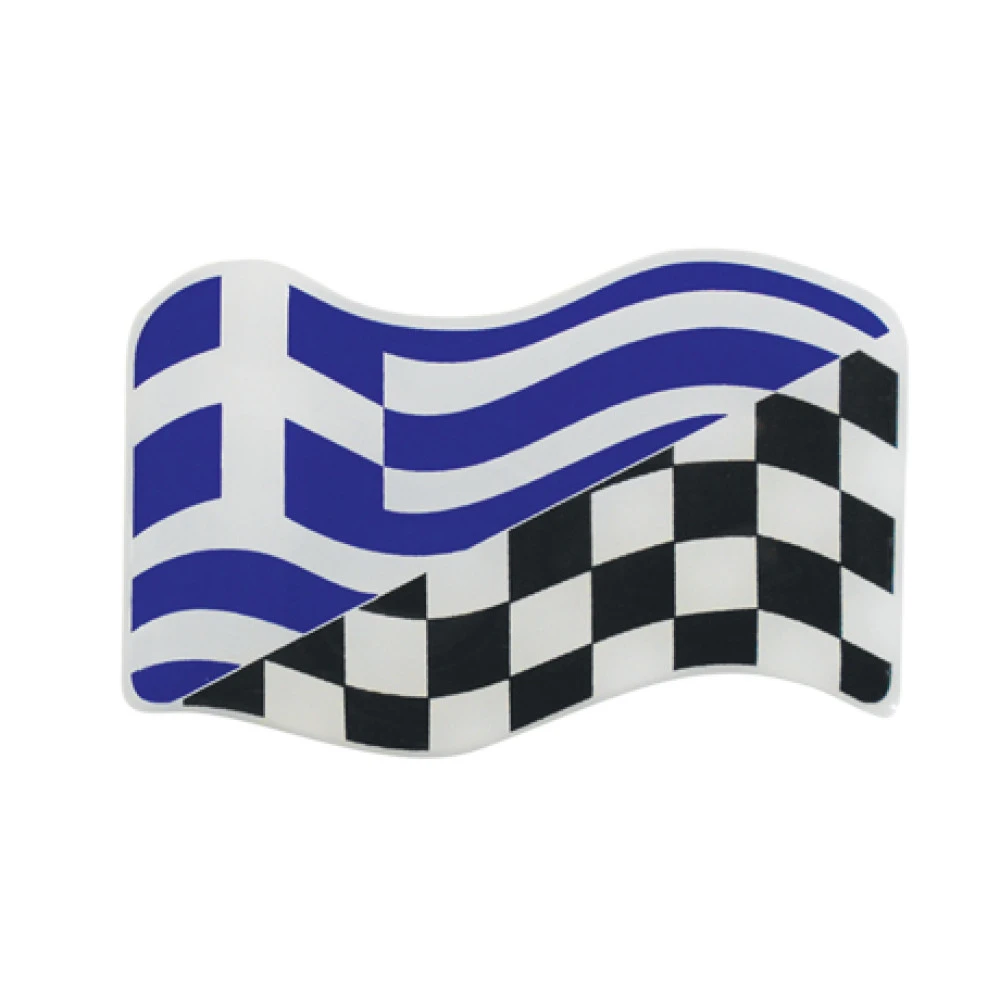 Αυτοκόλλητη Ελληνική - αγωνιστική σημαία κυματιστή σμάλτο 7.6x5cm 1τμχ Αυτοκόλλητη Ελληνική - αγωνιστική σημαία κυματιστή σμάλτο 7.6x5cm 1τμχ